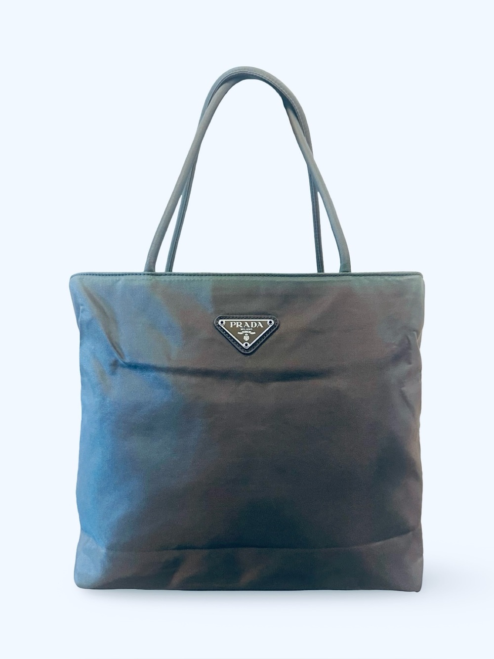 ✨ Authentic Vintage Prada Tessuto Nylon Tote Bag – Rare Sage Green ✨